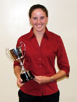 Canterbury women's development XI captain Amy Satterthwaite with their trophy